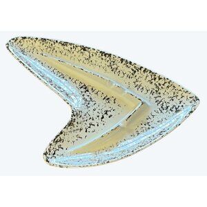 Vintage MCM Mid Century Modern Shawnee 205 Ivory Gold Flaked Boomerang Ash Tray